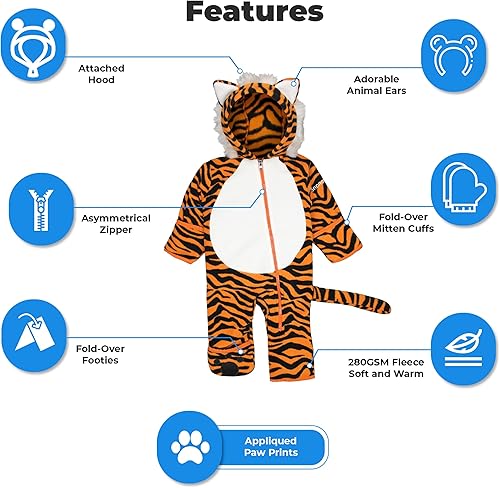 Miniatura 5 de Fleece Baby Bunting Unisex Baby Pram with Hood, Fold-Over Mittens & Footies, Baby Winter Suit - Fleece Baby Coats