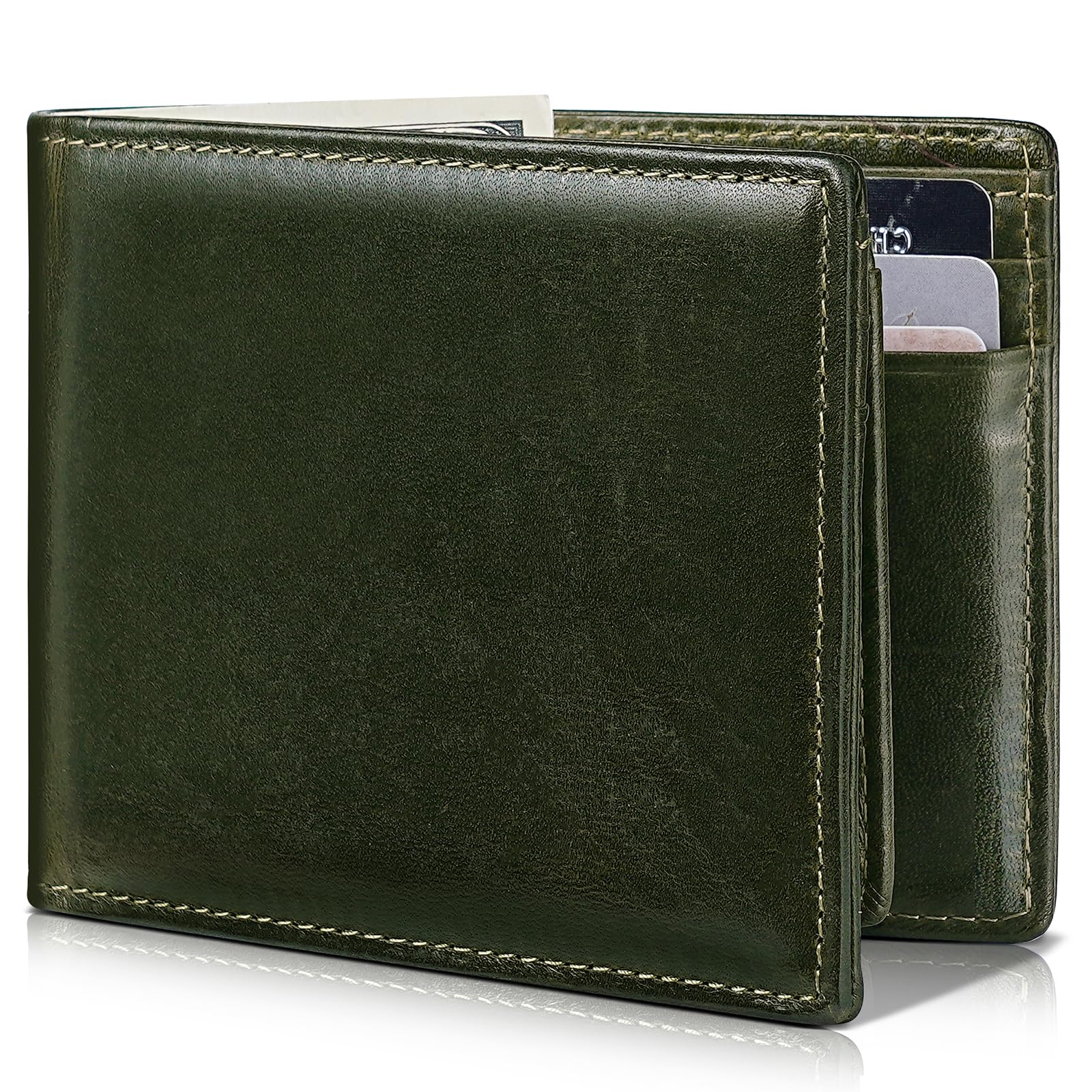 Artpaxy Mens Wallet Bifold Genuine Leather RFID Blocking Wallet for Men with 2 ID Windows 12 Card Holders 2 cash pockets 1 Gift Box