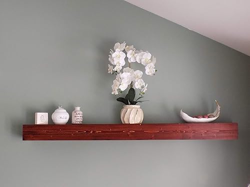 8" Deep You Choose Length Rustic Fireplace Mantel Faux Wood Beam Floating Shelves Handmade Bombay Mahogany Stain