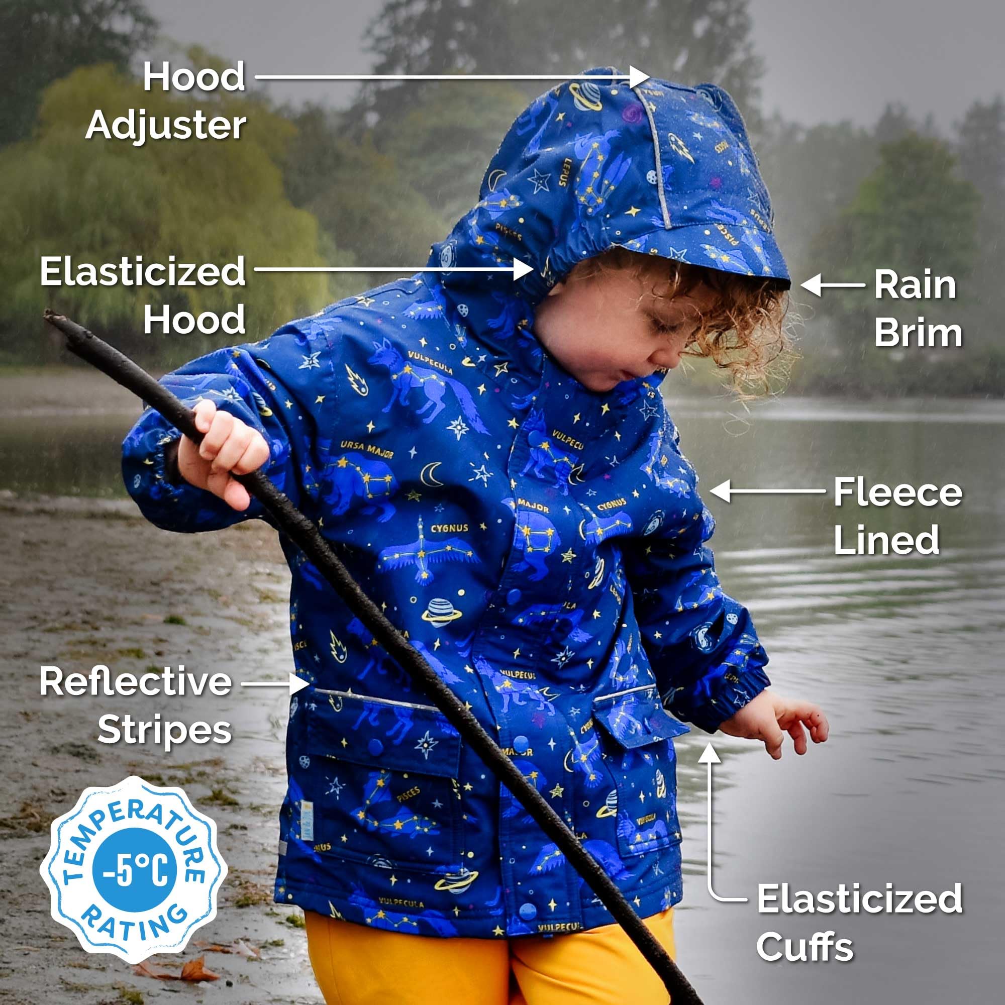Jan & Jul Wasserdichte Regenjacke Kinder, Warme Matschjacke Gefüttert mit Fleece