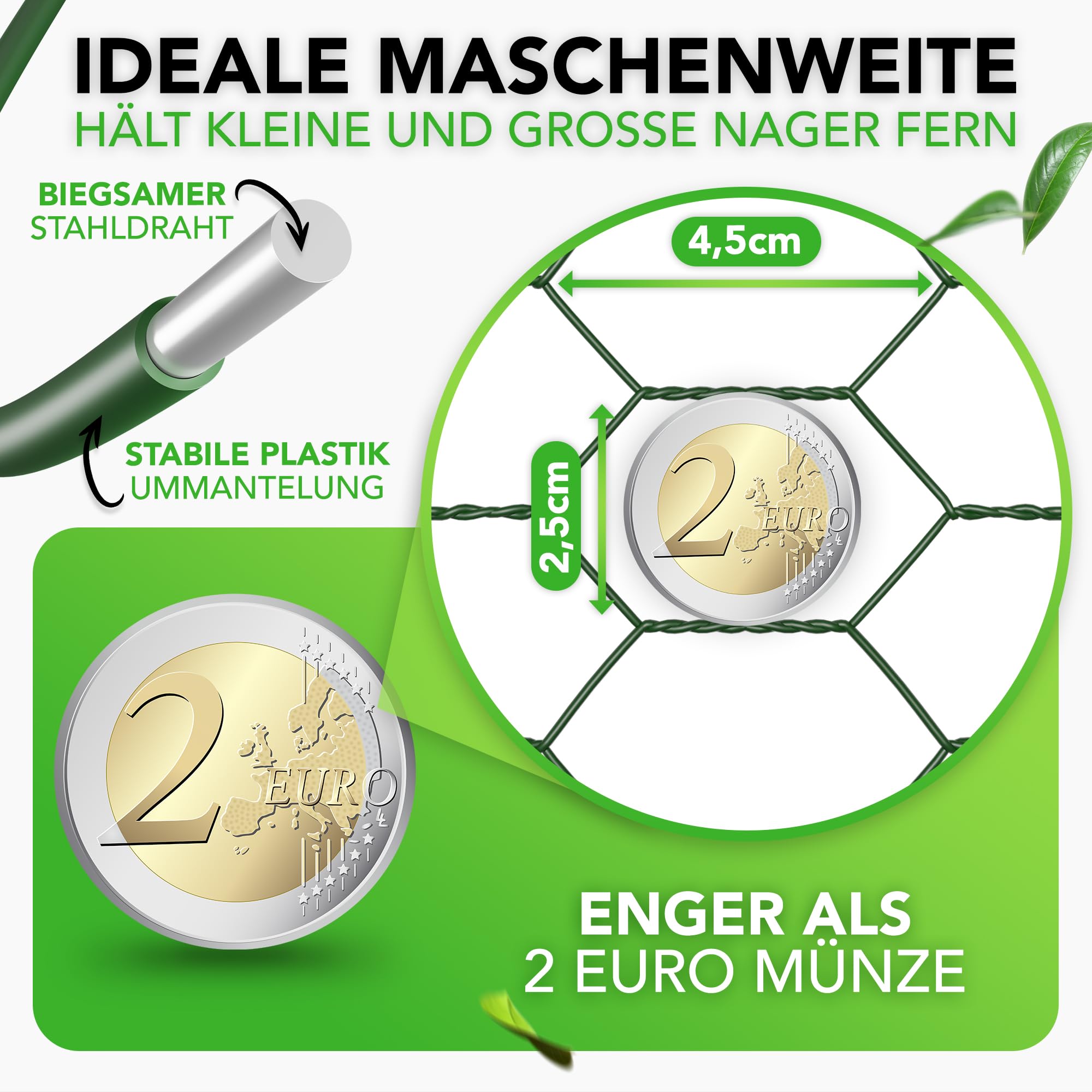 Maschendrahtzaun feinmaschig - 50 x 1 Meter - Hasendraht, Kaninchendraht, Hasengitter, Drahtgeflecht, Zaundraht, Hasendraht 100cm Hoch, Baumschutzgitter, Kükendraht