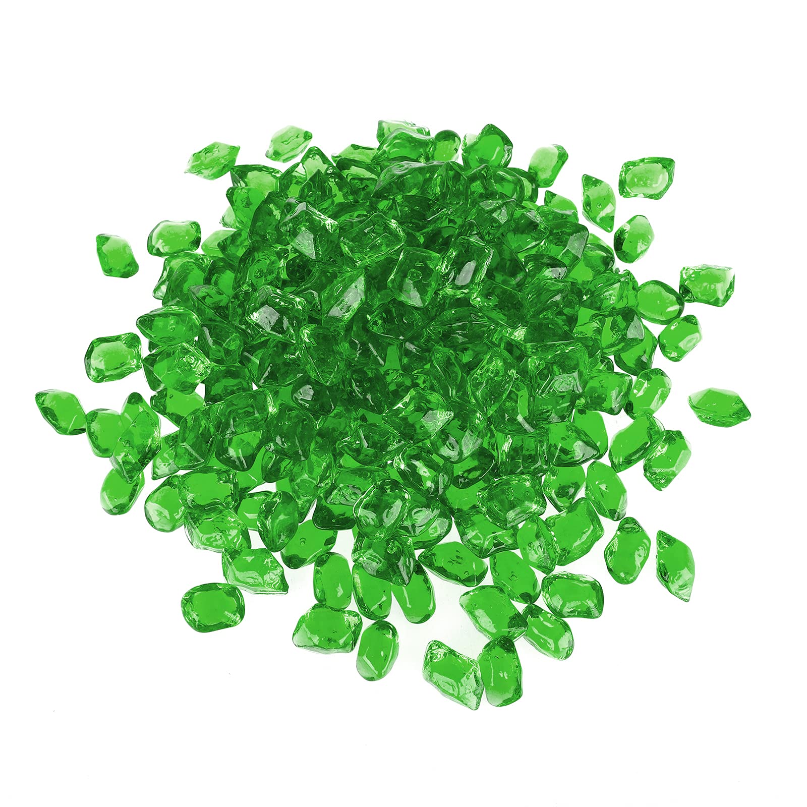 Onlyfire 1/2-Inch Polygon Fire Glass, 10 Pound Pack Glass Rock for Fireplace Fire Pit & Lanscaping, High Luster Green