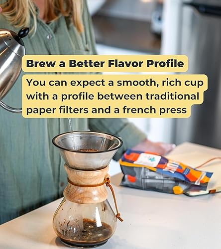 Miniatura 5 de Quell Filtro de café de metal reutilizable para cafeteras de vidrio Chemex de 6, 8 y 10 tazas alternativa de acero inoxidable para elaboración de