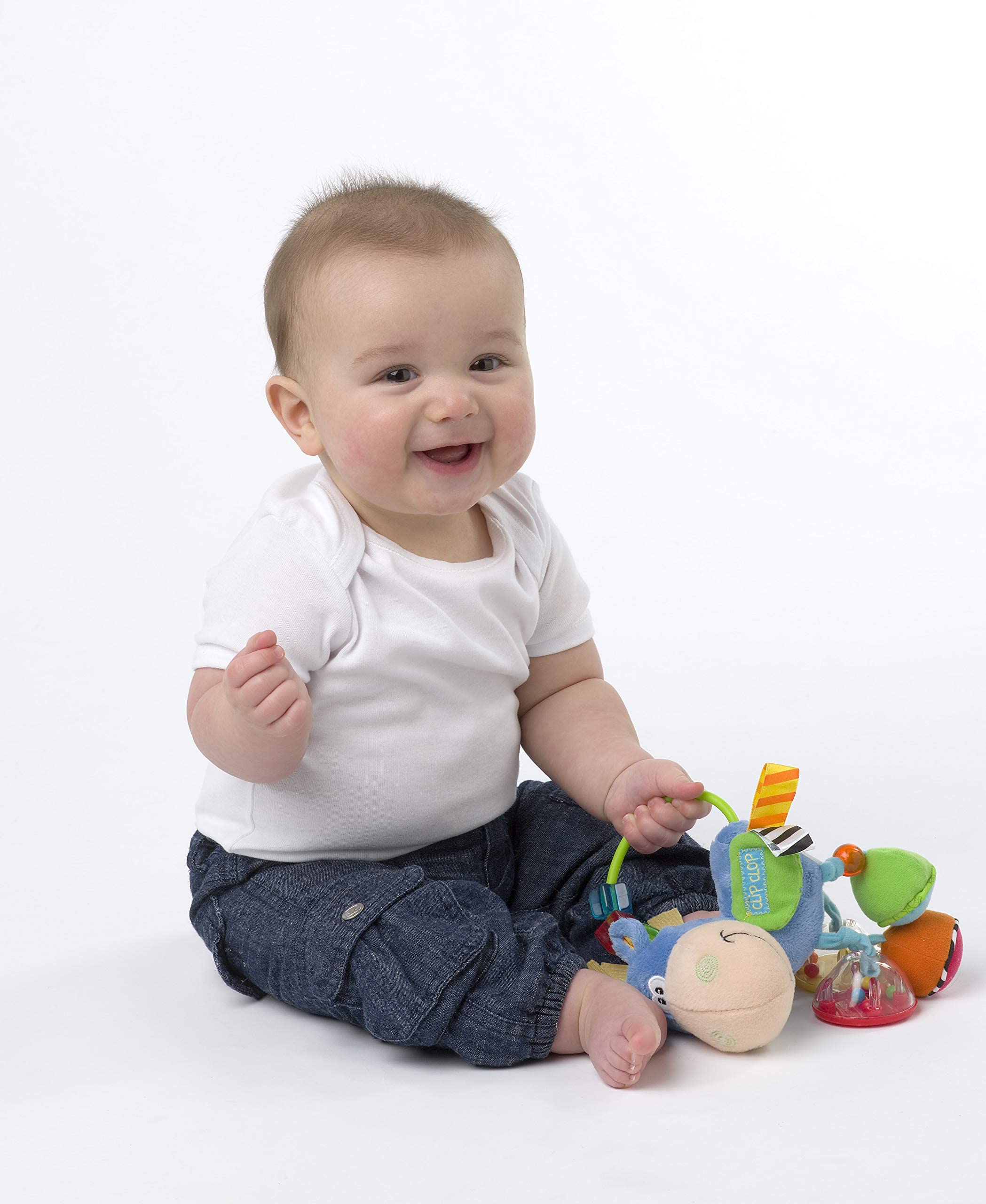 Bright Starts, Disney Baby & Playgro 101145 Plüschrassel Pferd, Lernspielzeug, Ab 3 Monaten, BPA-frei, Playgro Toy Box Pferd Klipp Klapp, Blau/Bunt, 40016, 15 x 6 x 20 cm