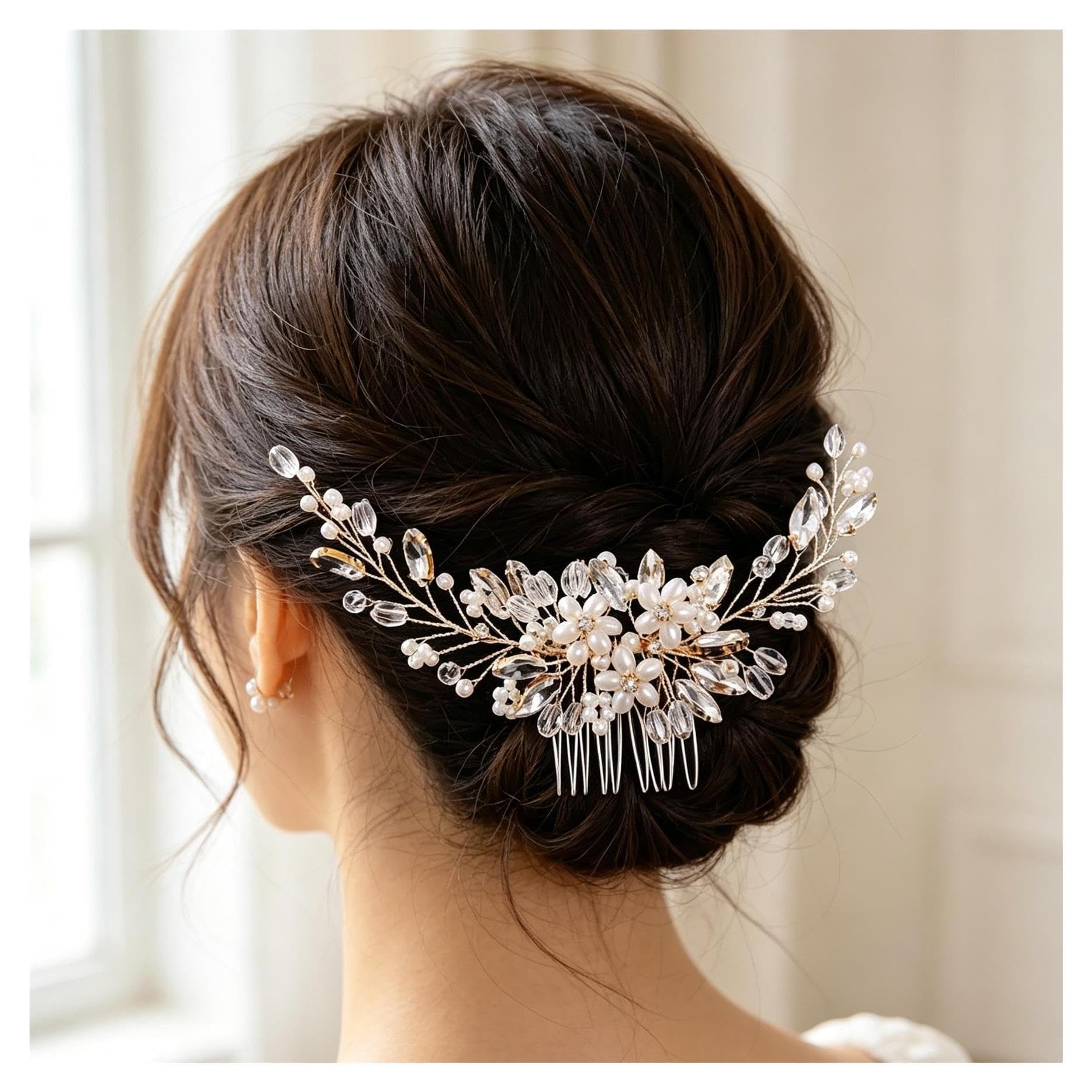Brauthaarkamm Handgefertigter Haarkamm Kronen-Kopfschmuck for die Braut(Silver)