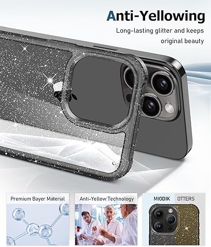 Miniatura 190 de MIODIK Funda compatible con iPhone 13 Pro, con protector de pantalla + protector de lente de cámara, funda protectora de purpurina transparente