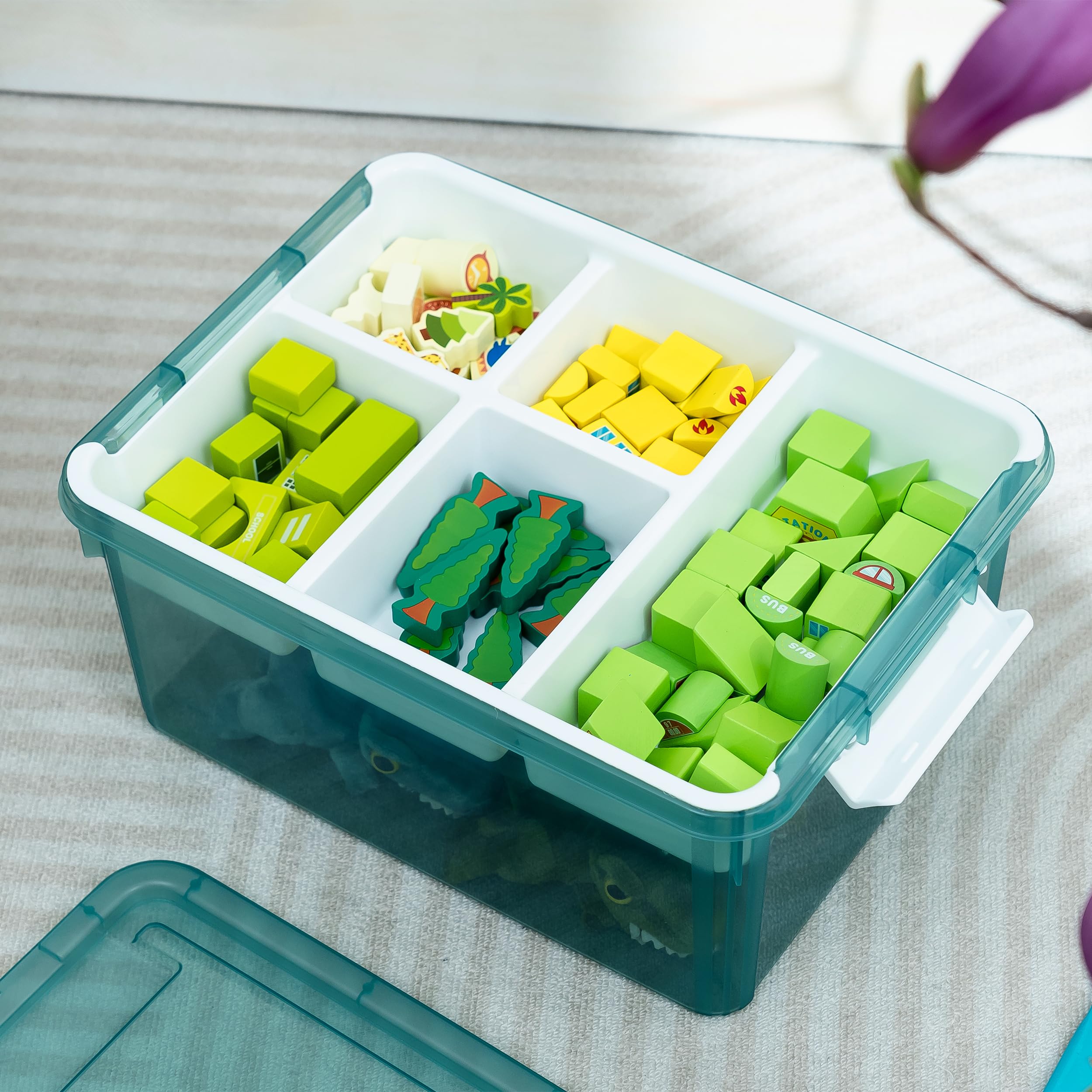 3 Pack Plastic Storage Box With Tray, Stackable Organizer, Clear Case For Lego, Sewing, Art Craft