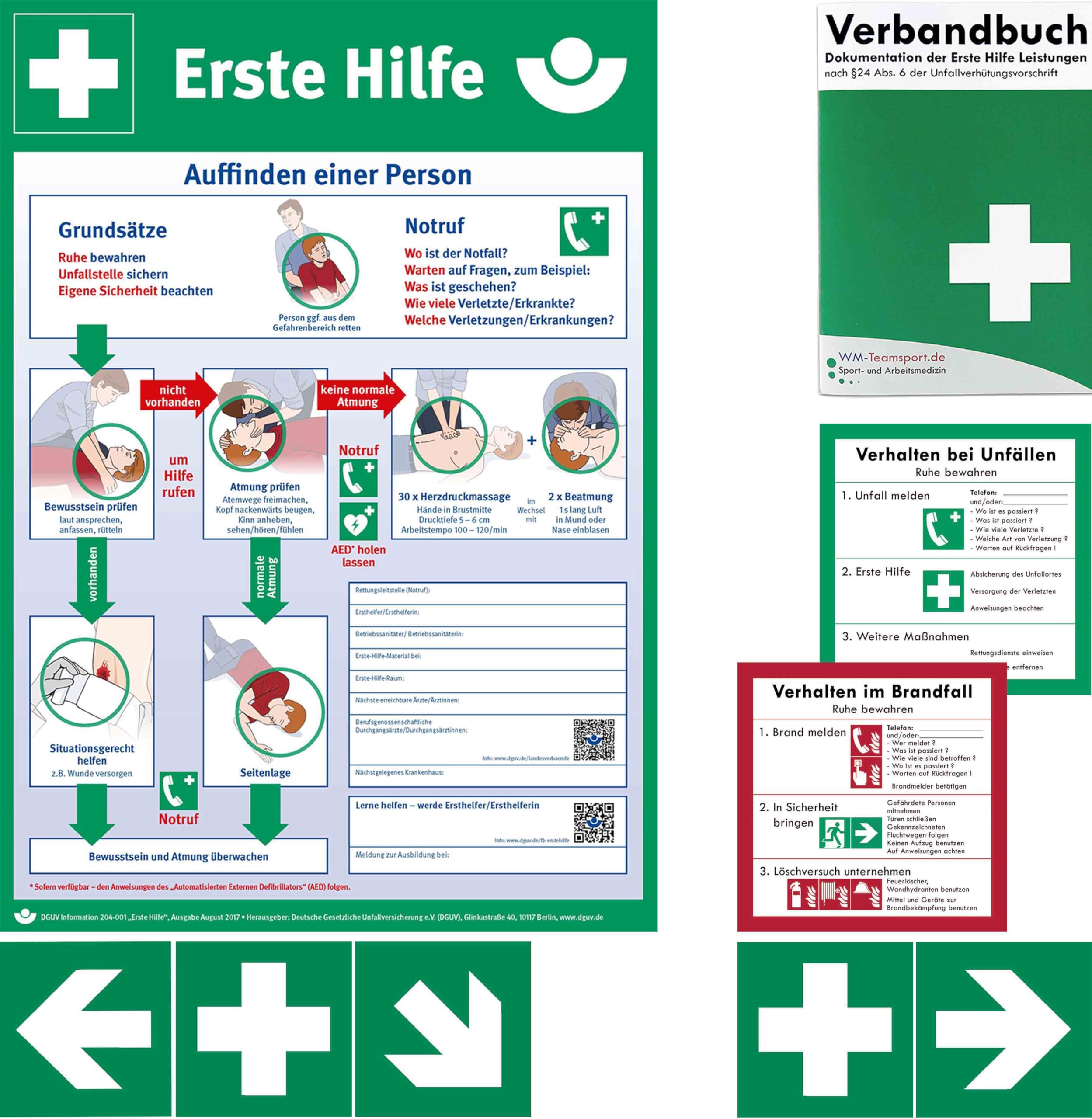 Erste-Hilfe-Koffer Gastro "PRO M5" für Betriebe nach aktueller DIN/EN 13157 inkl. Augenspülung + Brandgel + detektierbare Pflaster + Hydrogelverbände & Aushang + Aufkleber
