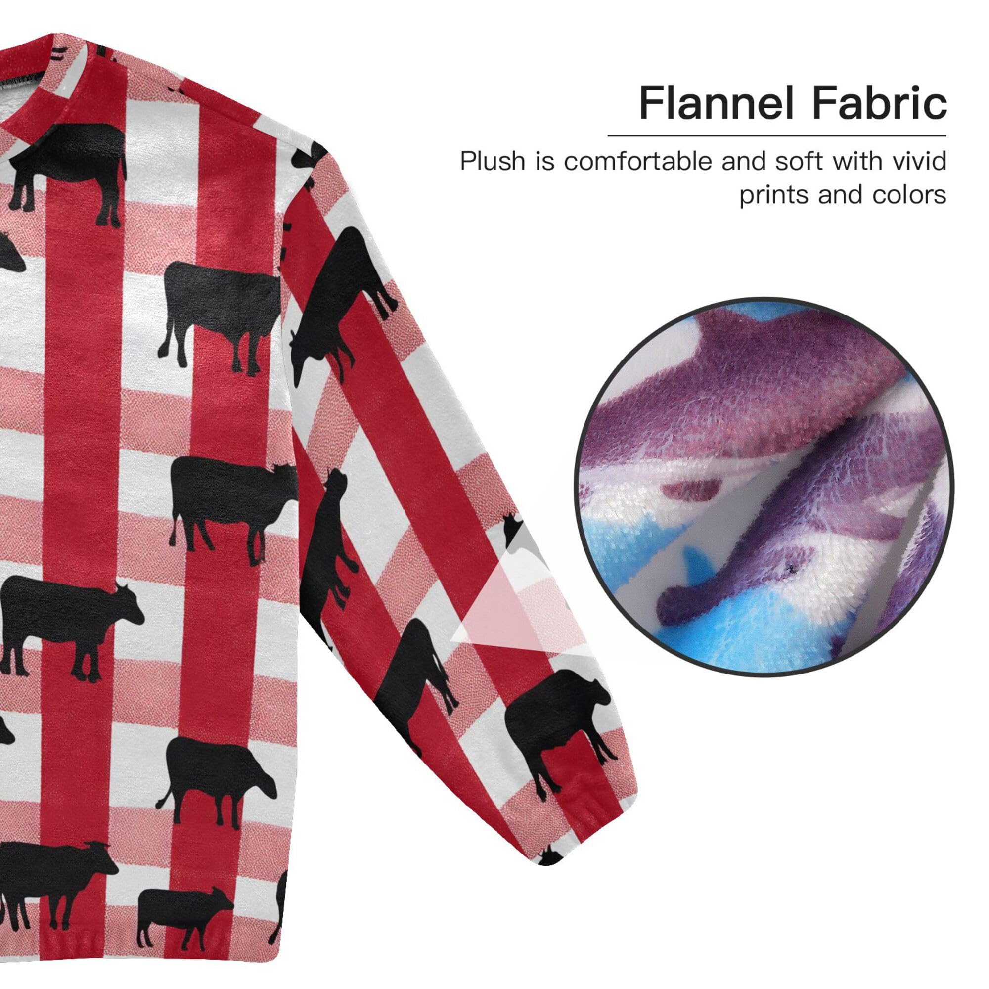 ALAZA Conjunto de pijama de forro polar para mujer, diseño de oso blanco, manga larga, ropa de dormir de dos piezas, ropa de dormir térmica, pijama súper suave, talla S