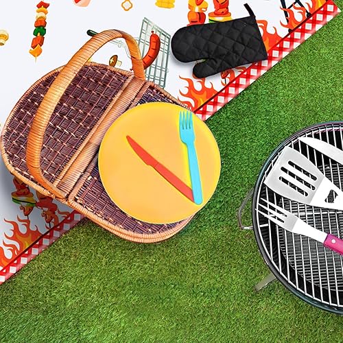 Miniatura 7 de Amylove Paquete de 2 manteles de plástico para fiestas de barbacoa, 86 x 51 pulgadas, resistentes a las manchas, para cumpleaños, barbacoa, baby