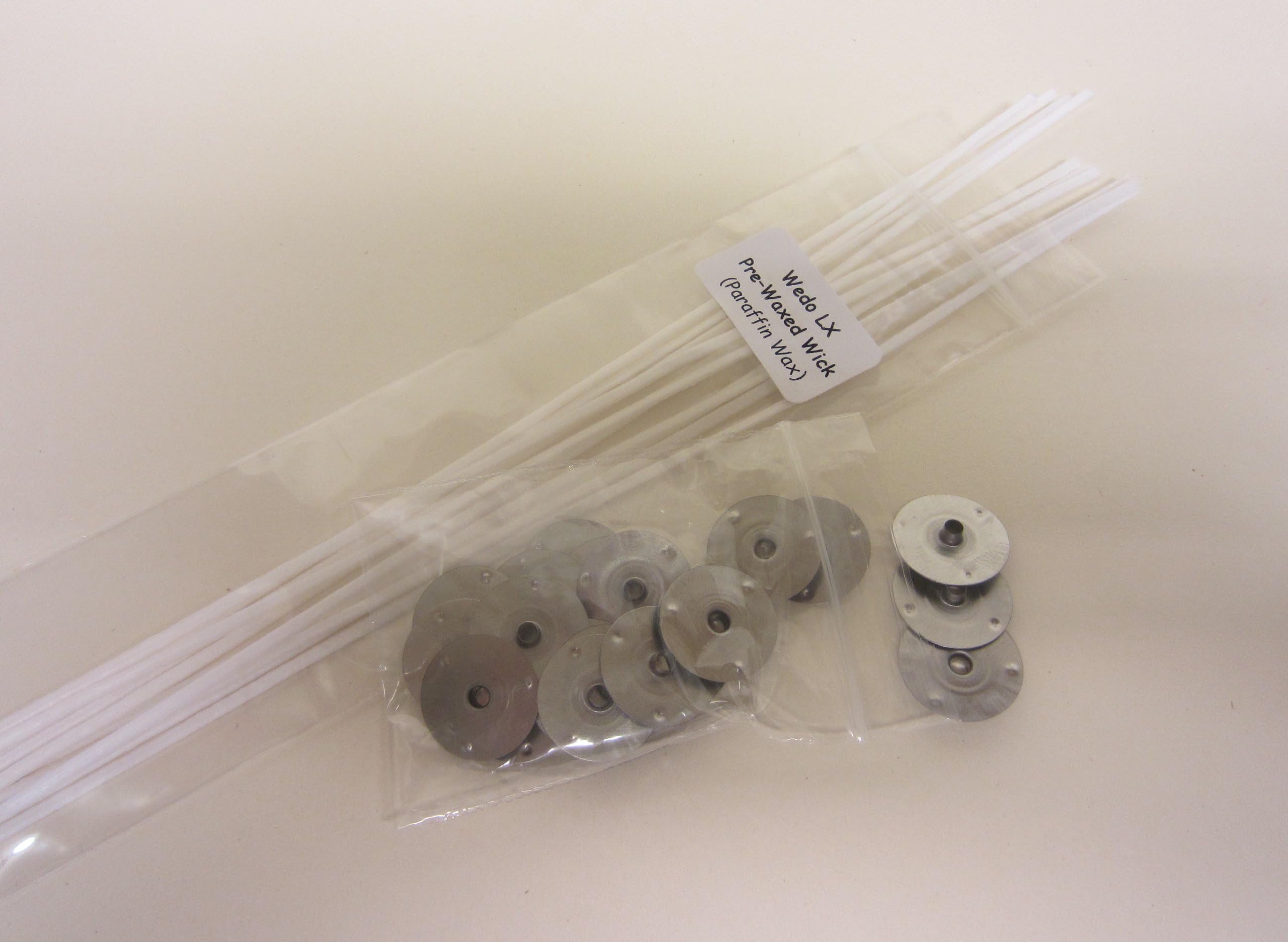 whicksnwhacks ® 10 x 240mm Long LX22 (85mm) Pre Waxed (Paraffin) Candle Making Wick + 25 sustainers.
