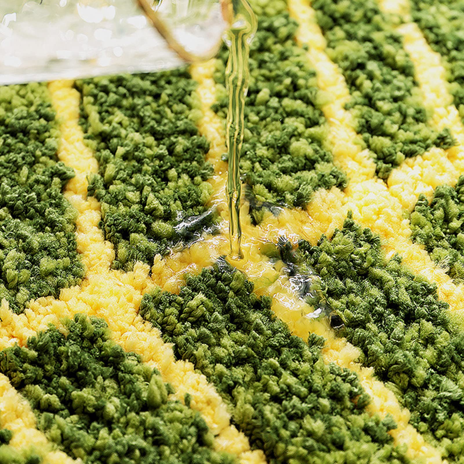 Badezimmerteppich rutschfest, Badvorleger Weiche Saugfähige Grün Blatt Duschmatten,Waschbar Schnelltrocknend Badteppich Badematte, Kinder Fußmatte (140×70cm)