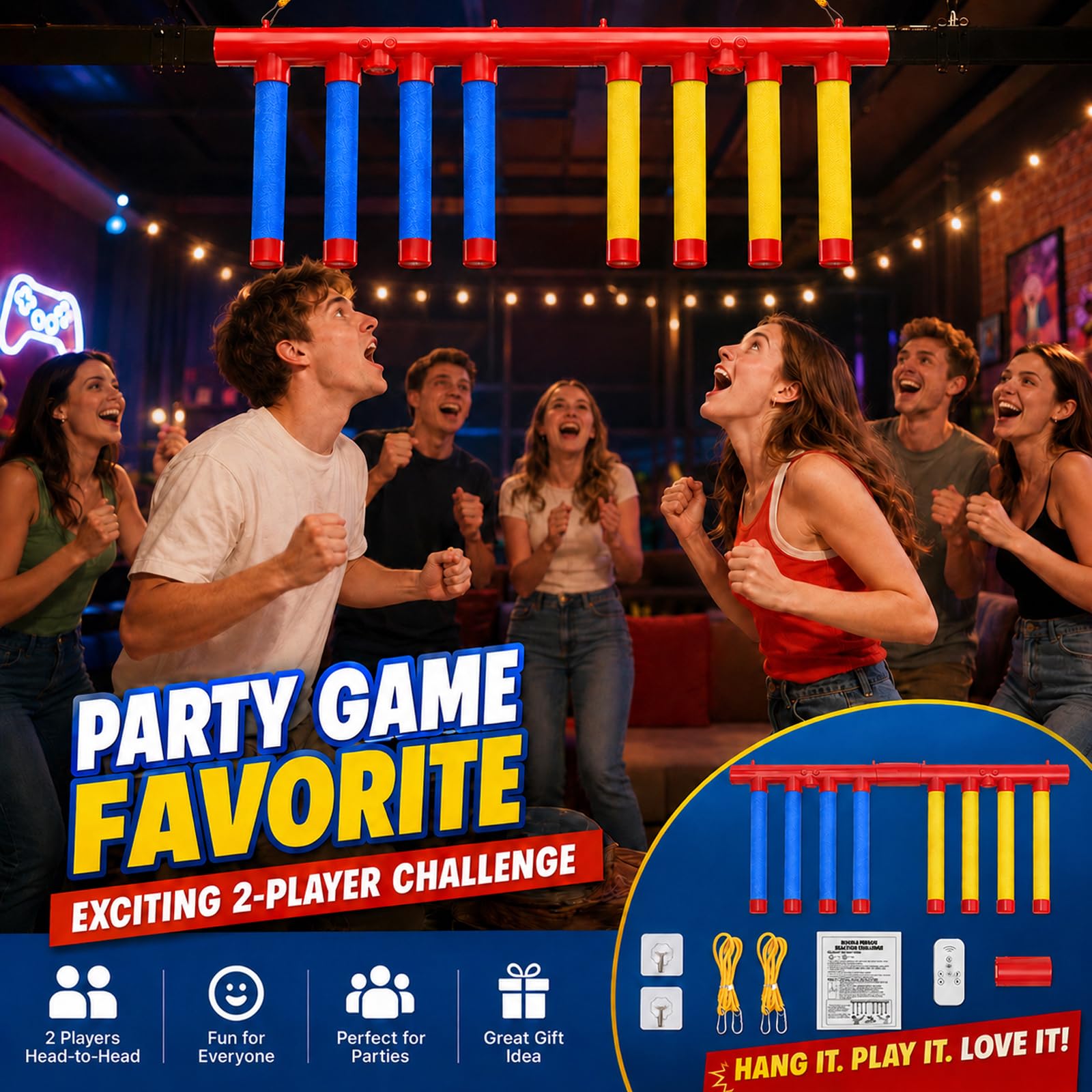 Reflex Challenge Game – Drop Stick Reaction Trainer con 3 modalità di | Bastoncini cadenti a 3 livelli | con istruzioni vocali e telecomando | per esercitarsi in solitaria o doppia coordinazione