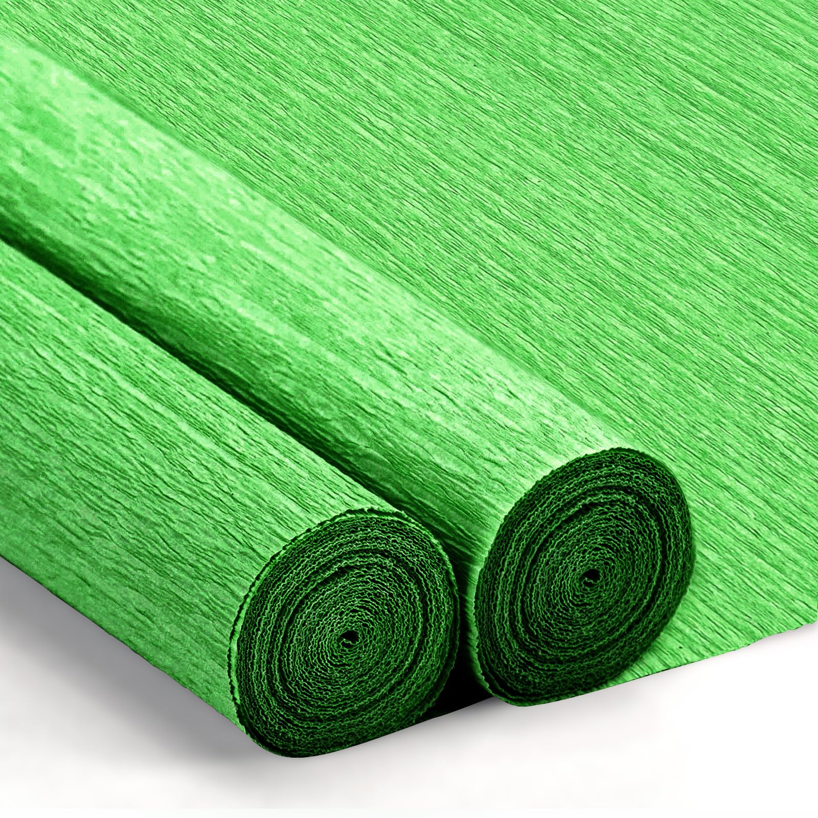 Crepe Paper Streamers 2 Rolls, 10 x 98Inch Crepe Paper Sheets for DIY Gift Colourful Paper Flower Wrapping Paper Crafts Birthday Wedding Holiday Party Decorations (Grass Green)