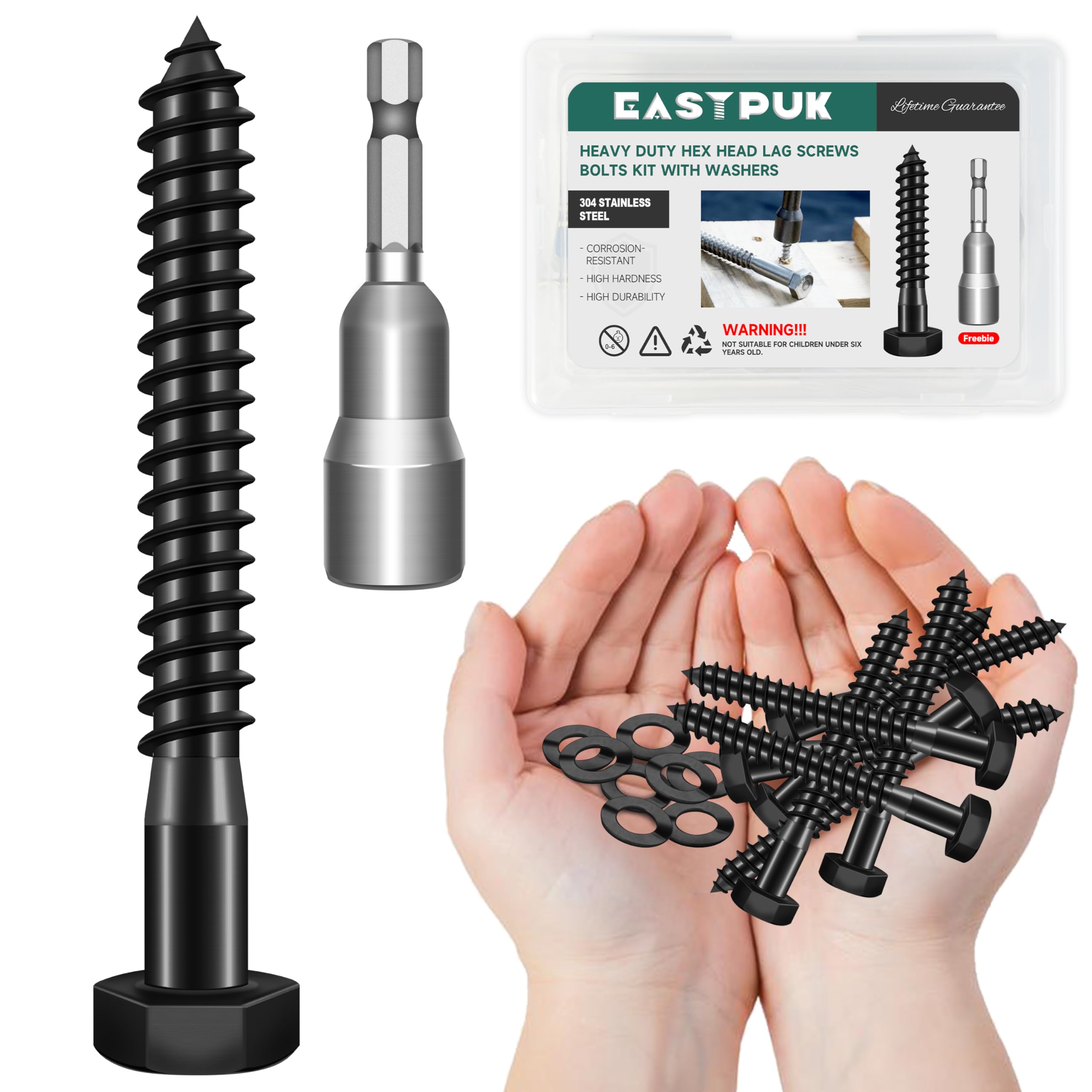 Stainless Steel Lag Bolts - 12 Pack Heavy Duty -13 Stainless Steel Lag Bolts - 12 Pack Heavy Duty -13
