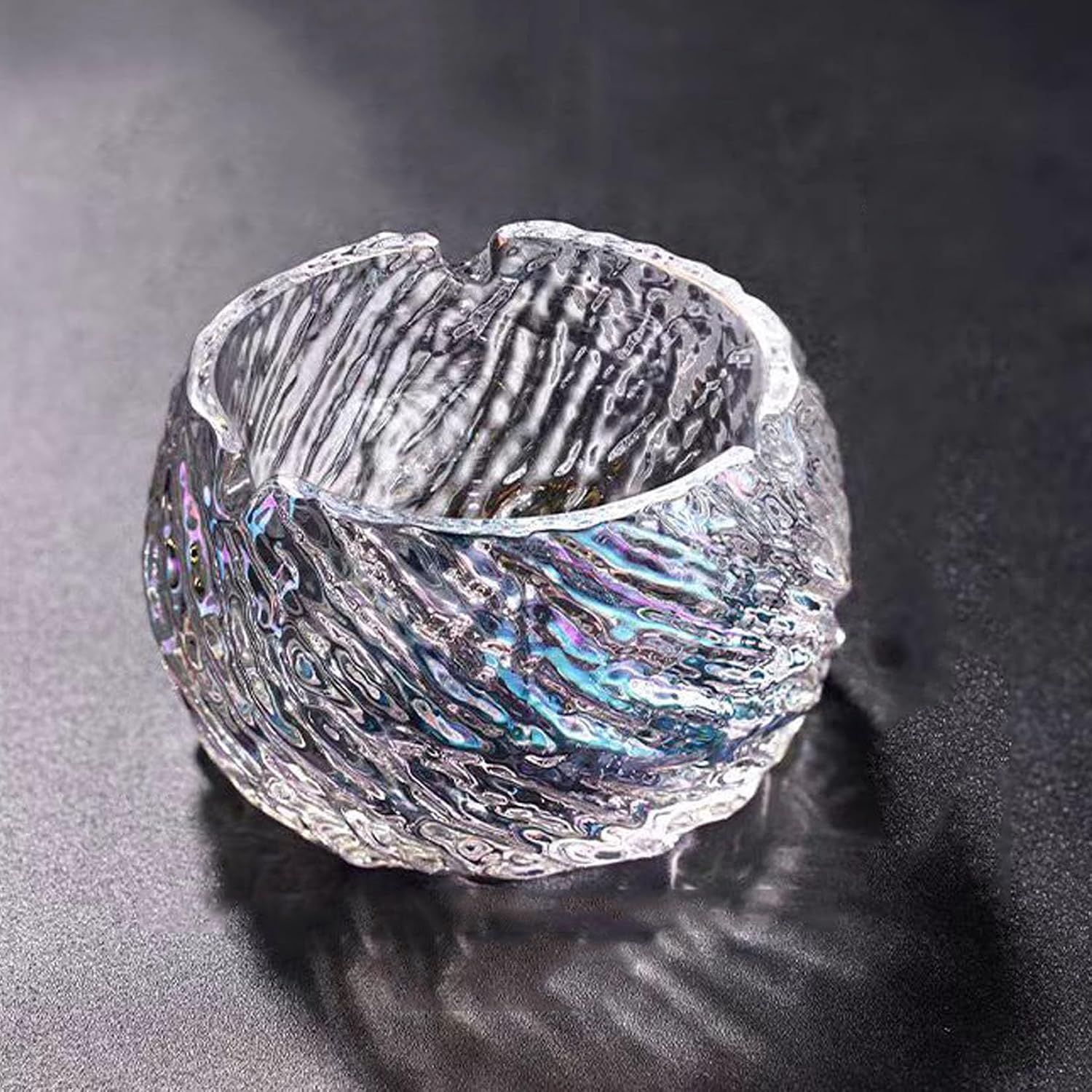 Crystal Glass Ashtray for Cigarettes, Small, Colorful