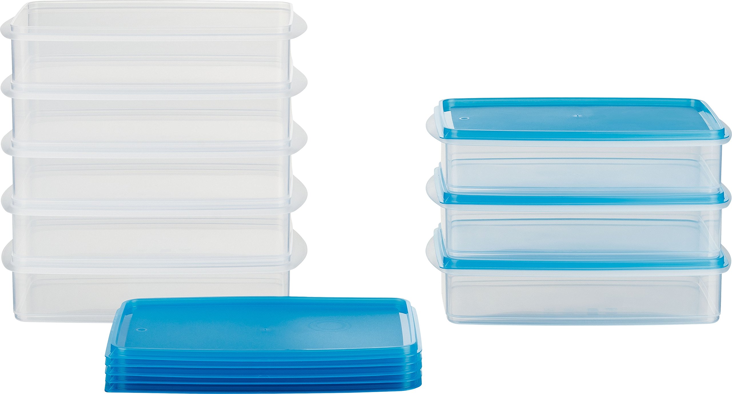 MiraHome Recipiente para almacenar y congelar alimentos frescos apilable azul 1l rectangular 23x14x5,2cm set de 8 Calidad austriaca