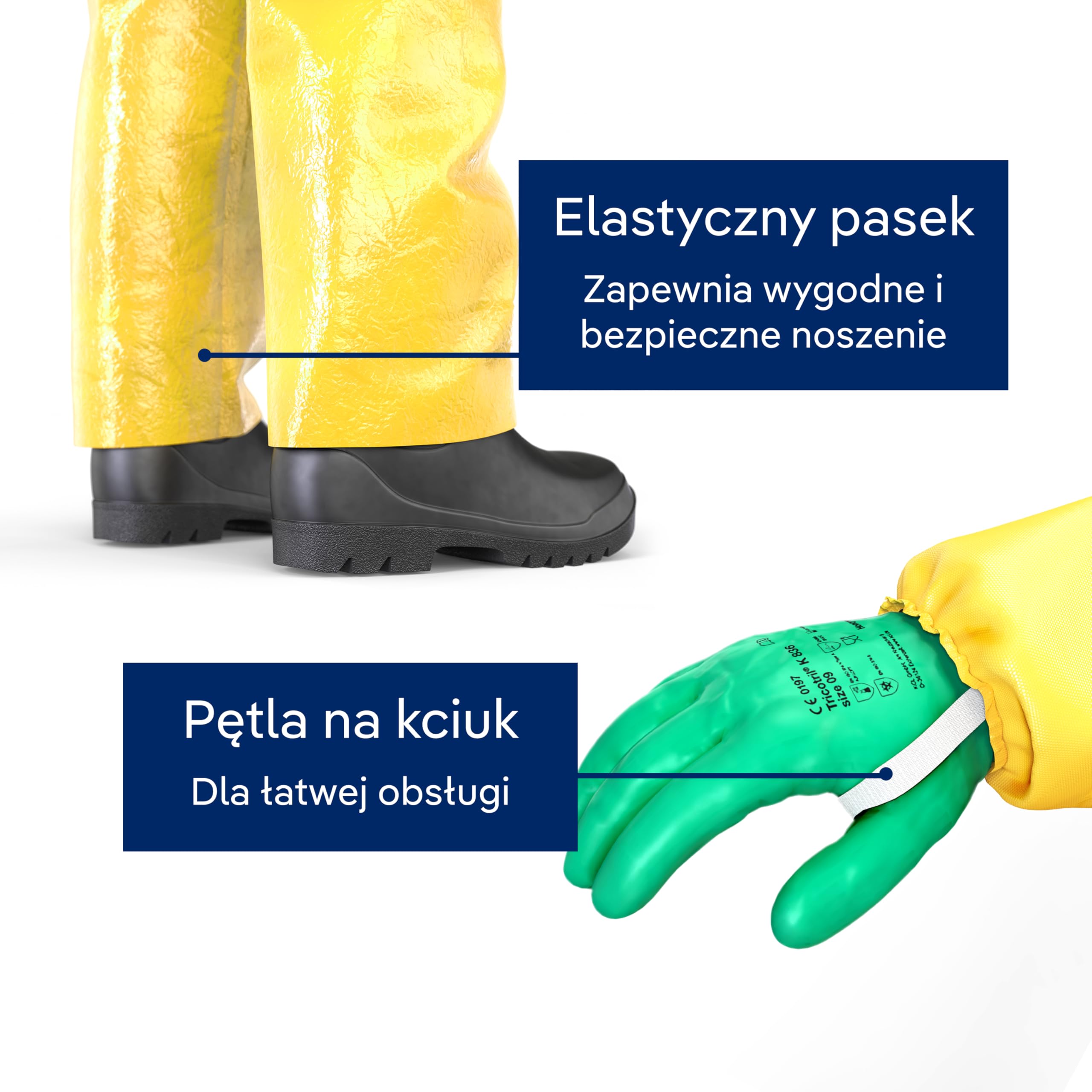 Dräger SPC CPM 4400 kombinezon przeciwwybuchowy, kombinezon z kapturem i wysoka ochrona chemiczna, kombinezon OOE dla przemysłu, stref biohazard i malarzy, UE: 2016/425 - Typ 3-6, Żółty, Rozmiar L
