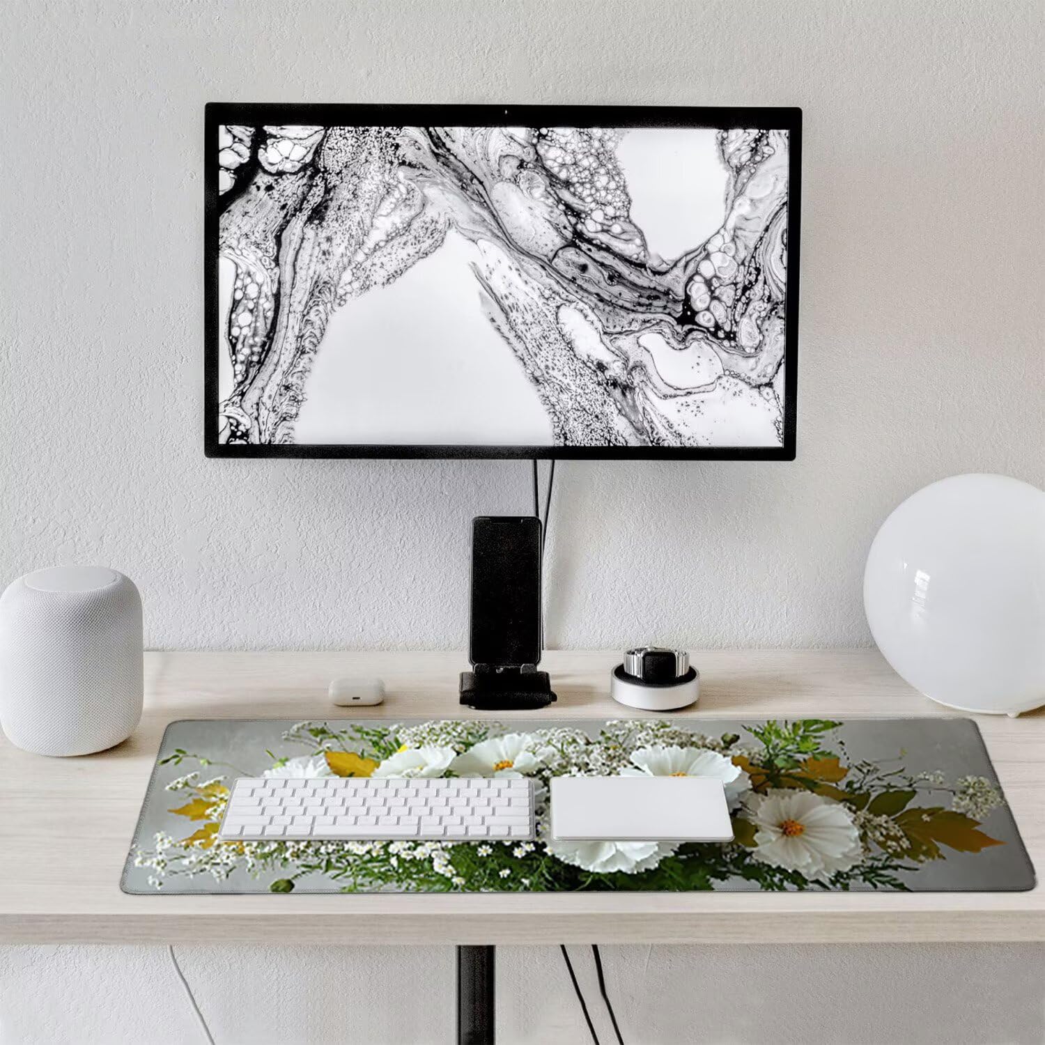 Podkładka pod mysz do gier XXL duża mysz 1600 x 800 mm, duża podkładka pod biurko z antypoślizgową gumową podstawą dla graczy, poprawia precyzję i szybkość (bukiet kwiatów) o-405