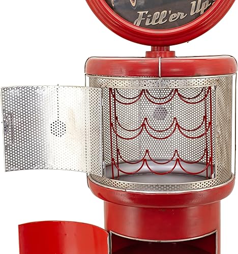 Miniatura 4 de Zaer Ltd. Estante de vino con bomba de gas de estilo vintage con detalles de luz LED, diseño de ruta 66, gabinete de almacenamiento de metal de 70.5