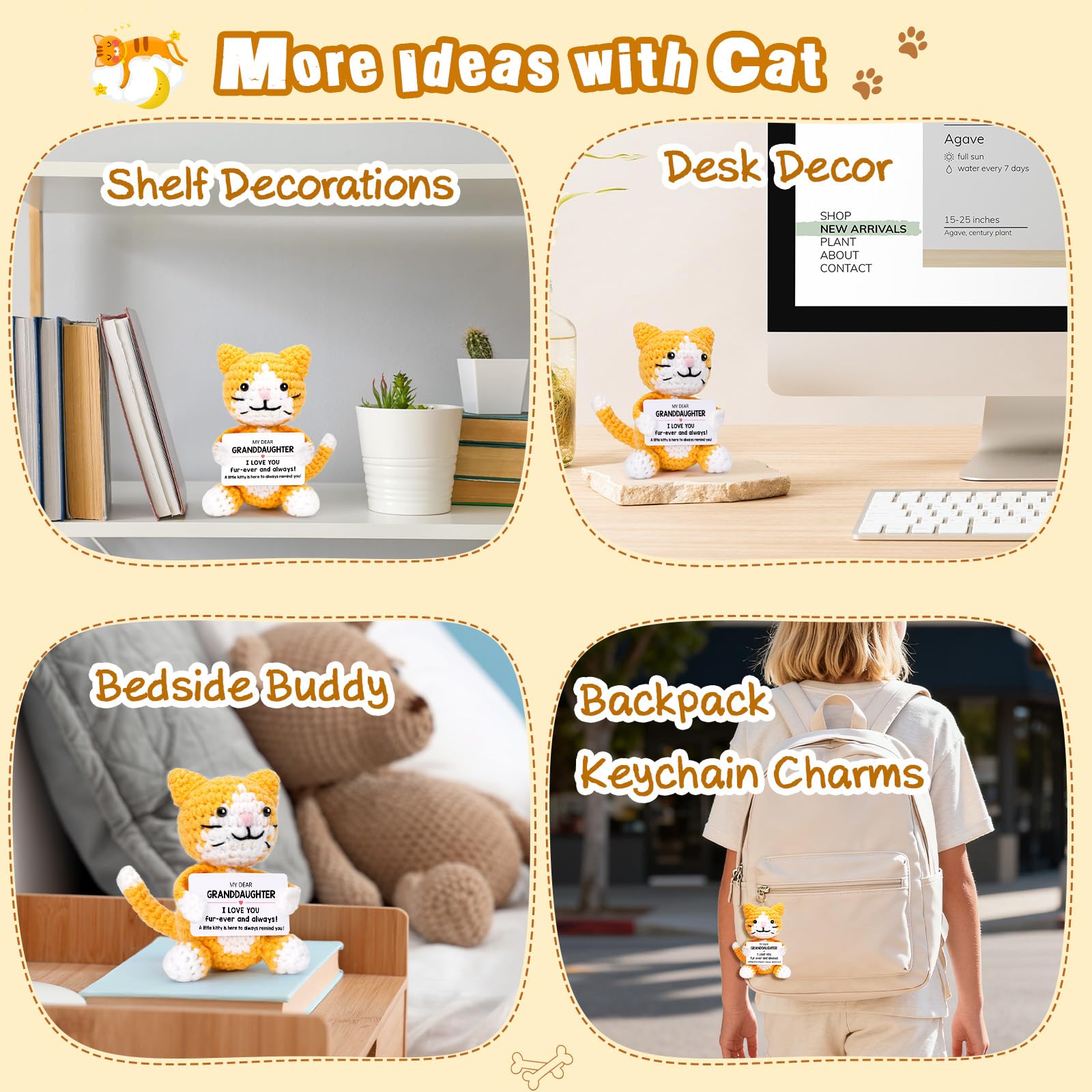 Funny Cat Mothers Day Granddaughter Gifts from Grandma Grandpa, Birthday Graduation Gifts for Granddaughter from Grandparents, Mini Cute Cool Stuff Things I Love You Present, Small Sweet Emotional Cat