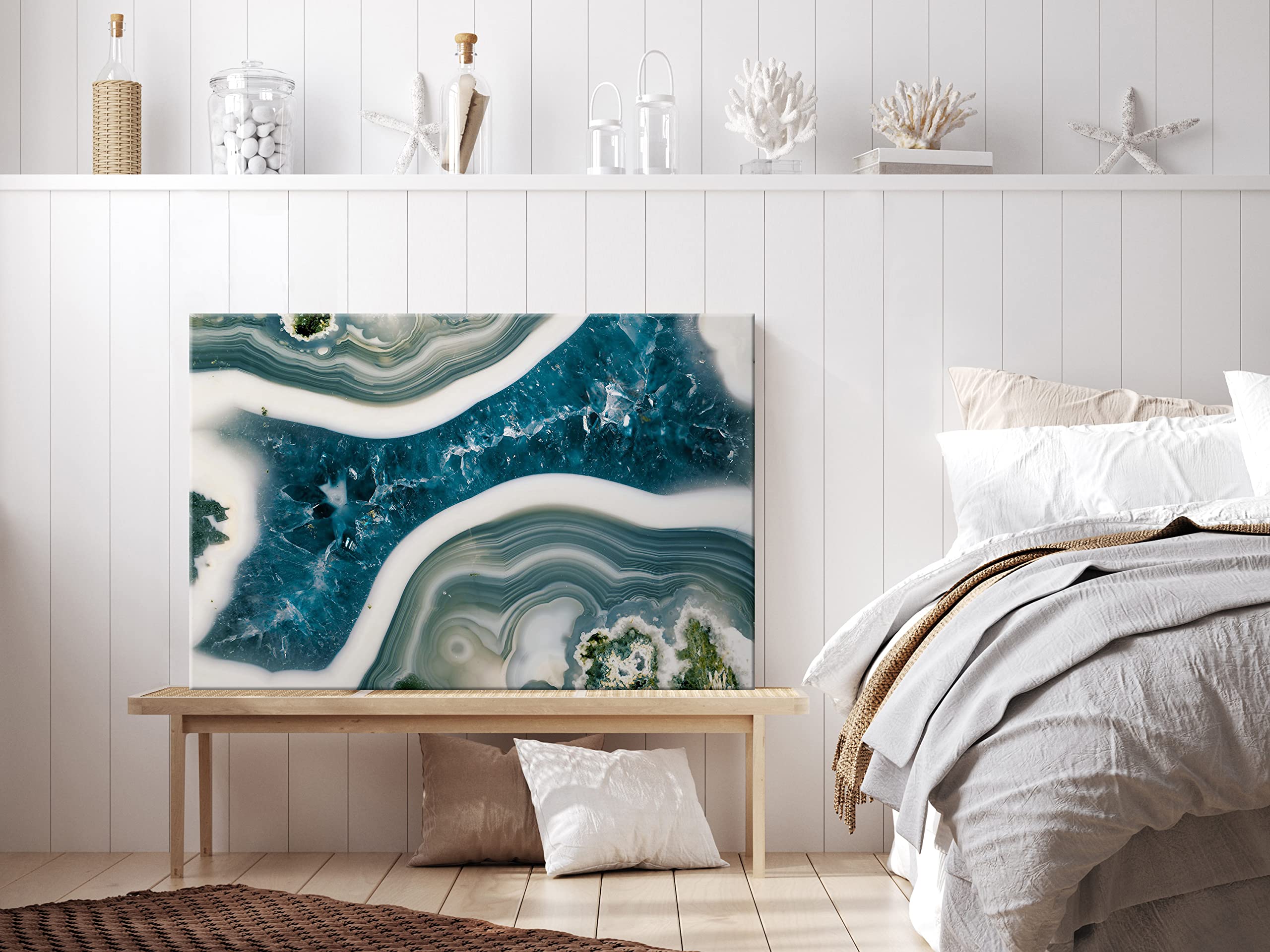 artgeist Acoustic Canvas Wall Art Print Abstract 35x24 in - 1pcs Picture with Acoustic Foam Sound Print Artwork Room Acoustics Soundproofing Wellness Stone Marble Like Painted Colorful a-B-10005-b-b