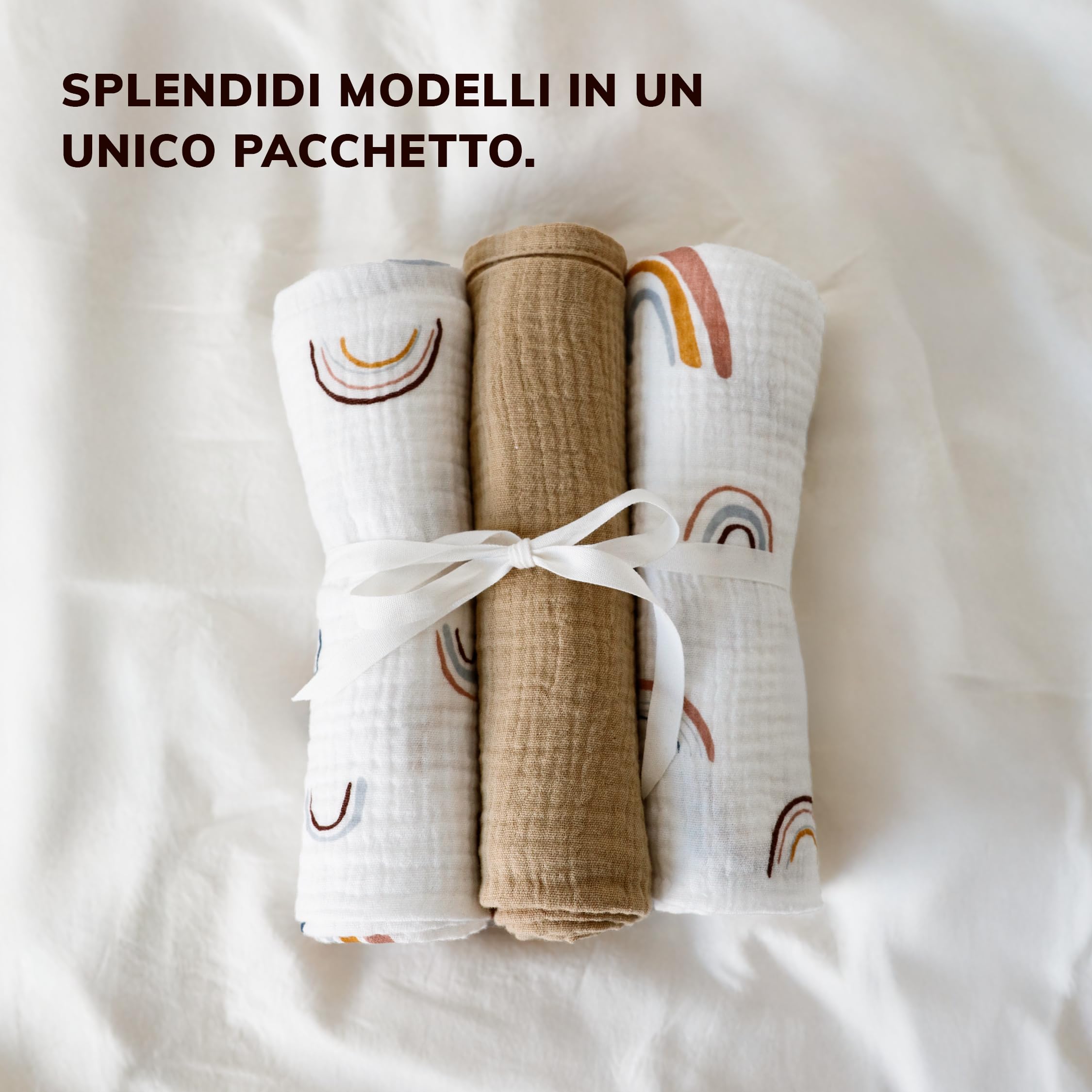 Mussole cotone 100% set di tre neonato garza