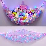 Unicorn Castle Stuffed Animals Net or Hammock Kids Toy Storage Organizer with LED Light Hanging Corner Stuffed Animals Holder Kids Girls Room Decor,Blue-Purple,XLarge (Pack of 1)