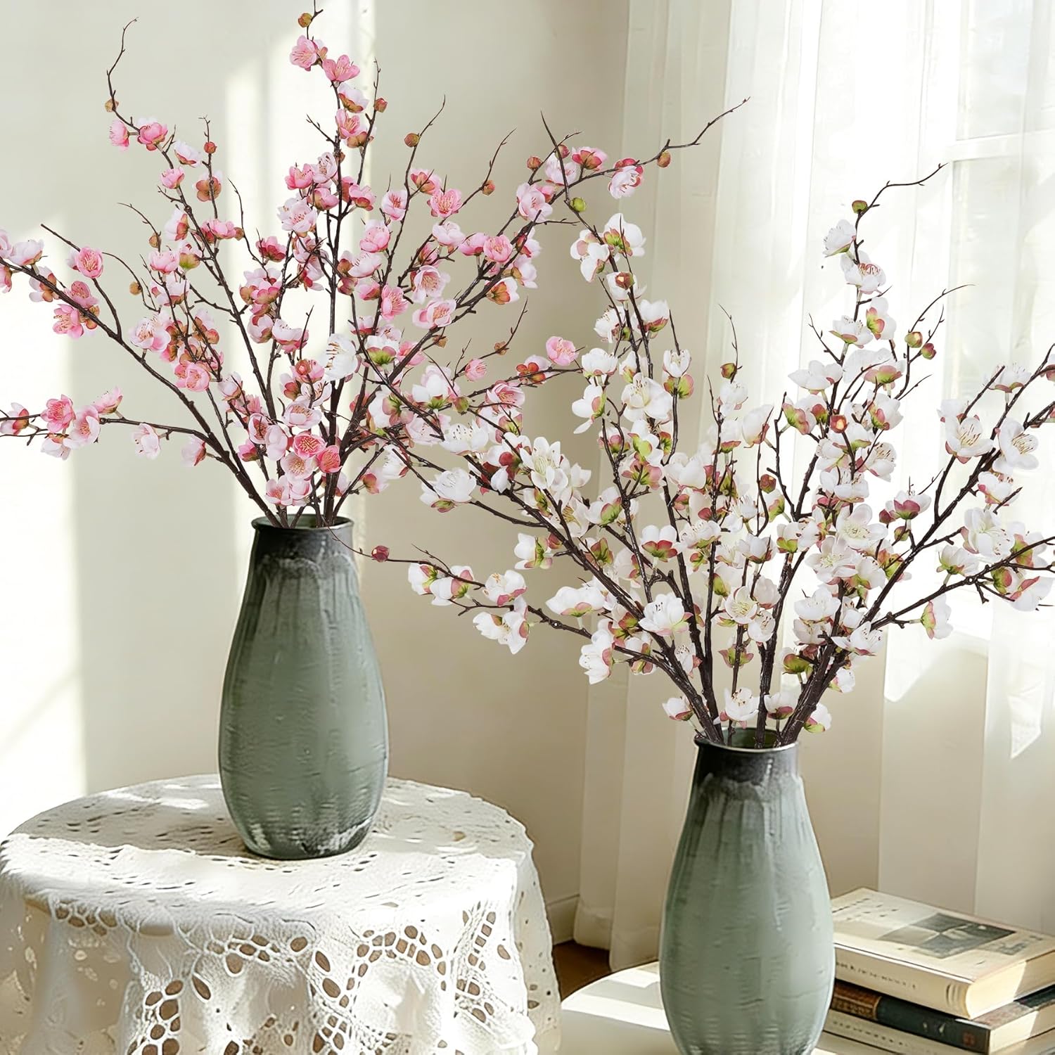 YOUNGLEAVES 4 Pcs Cherry Blossom Branches Artificial Flowers for Spring Decor, 40 Inch Realistic Faux Flowers Long Stem Cherry Blossom for Indoor Home Wedding Party Table Centerpiece (Pink) - Image 5