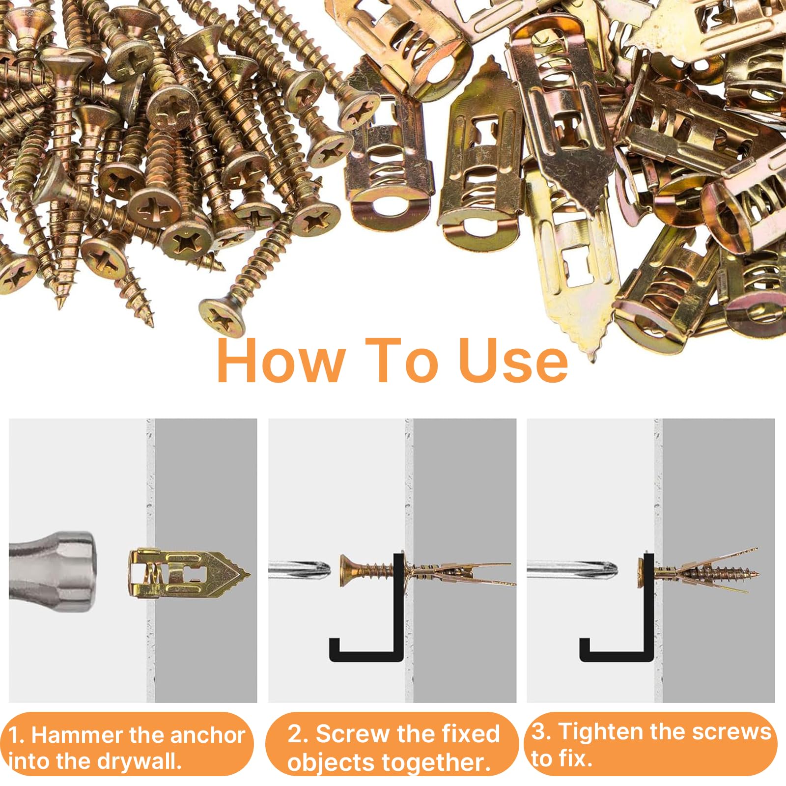 120pcs Self Drilling Anchor Screws Kit,3 Sizes Heavy Duty Plasterboard Fixings Self Tapping Screws - Image 4