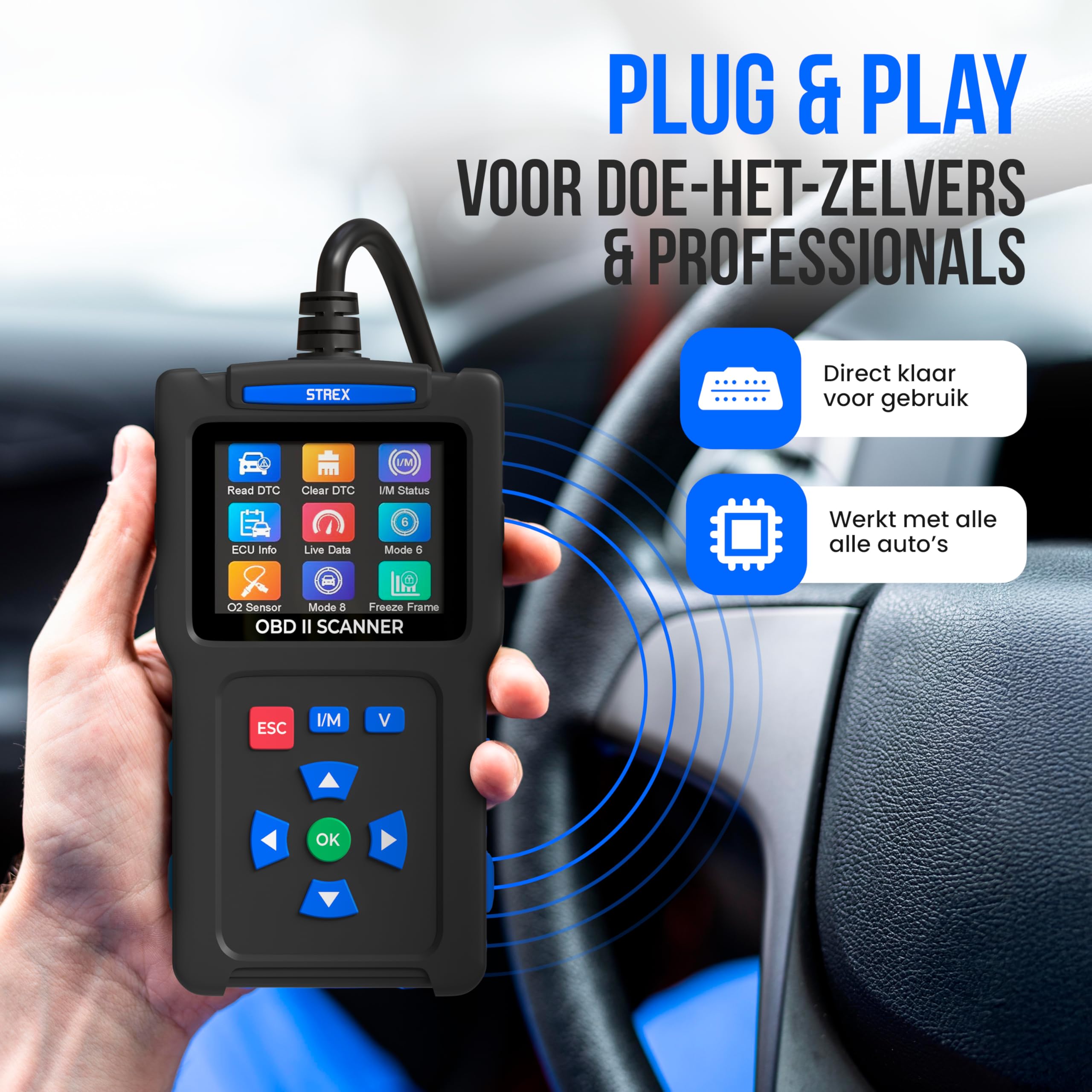 Strex OBD2 Scanner - OBD - Lettura automatica - Rimozione Malfunzionamento - Lingua IT - Auto Scanner - Diagnostica Attrezzature Per Auto - Malfunzionamento del motore