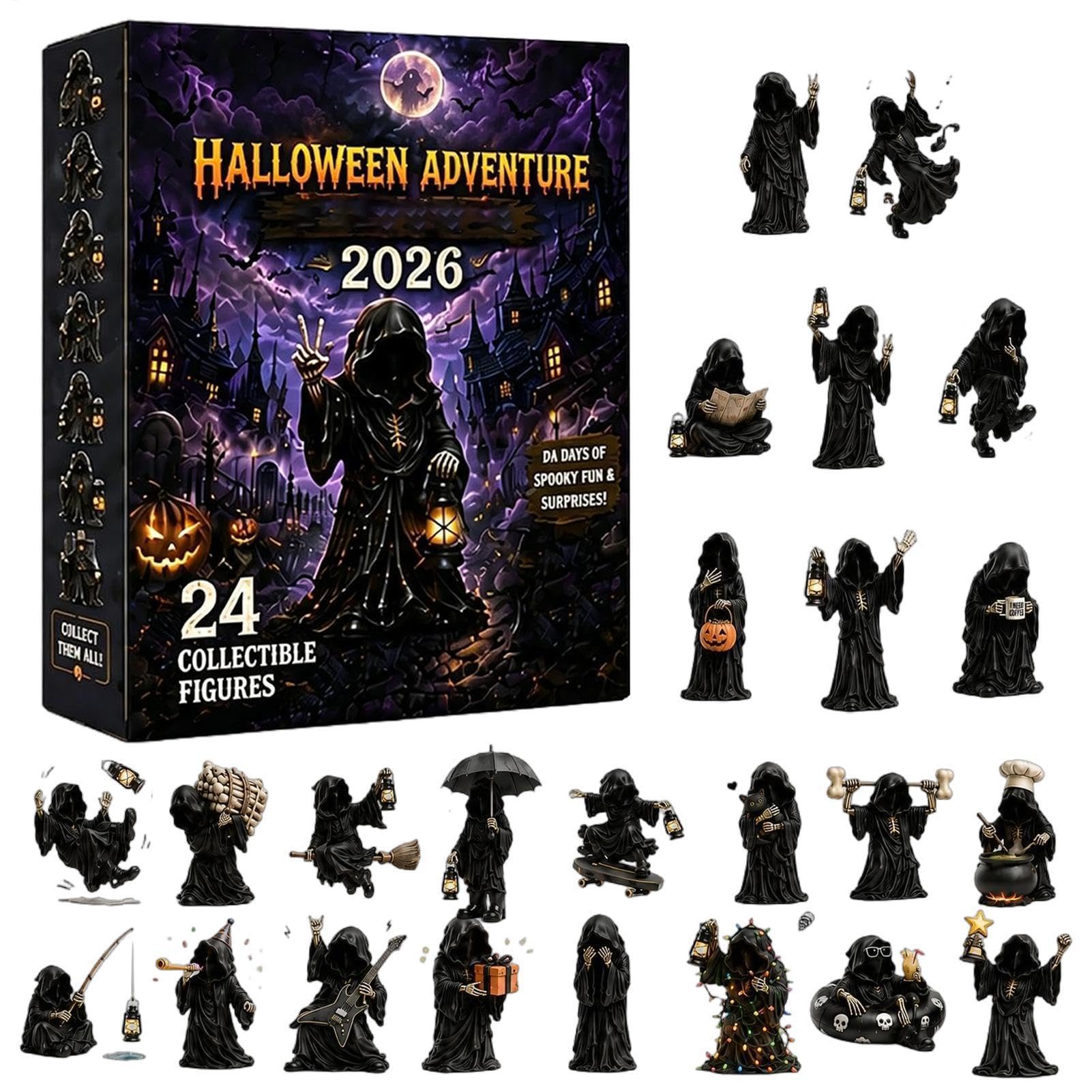 Calendario Cuenta Regresiva Halloween Con Figura Recuerdo Coleccionable | Calendario De Cuenta Regresiva Con De Fantasma Para Adultos Adolescentes Árbol Repisa Jardín