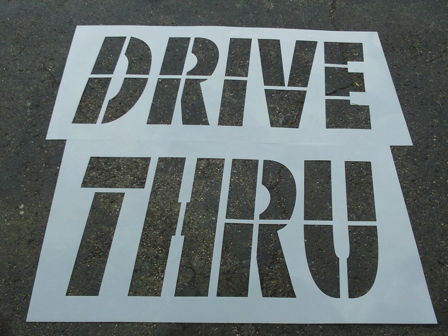 Large DRIVE THRU 34 Parking Lot Stencil 60 Mil LDPE Plastic Stencil
