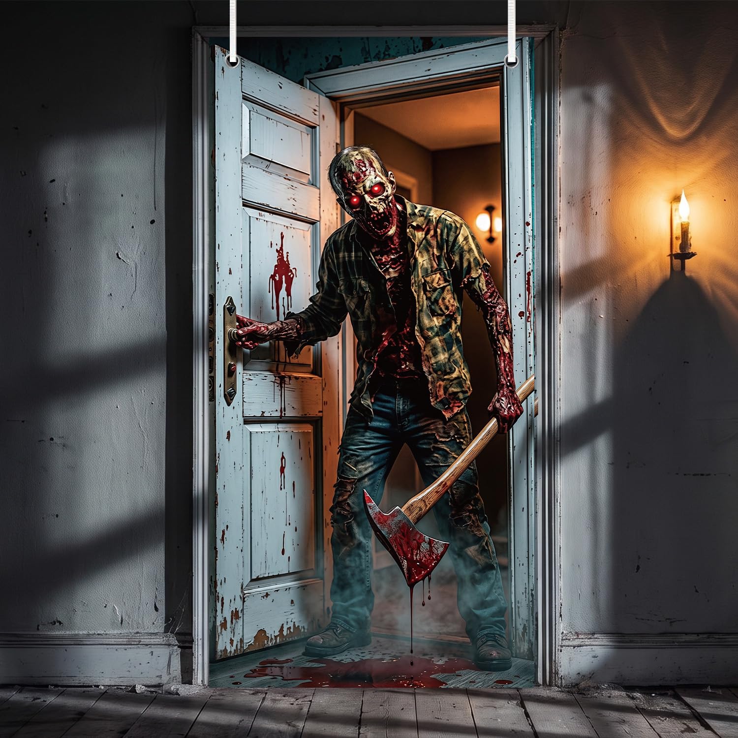 Luvart Halloween Decorations Banner Door Cover, Scary Backdroop for Party — image 1