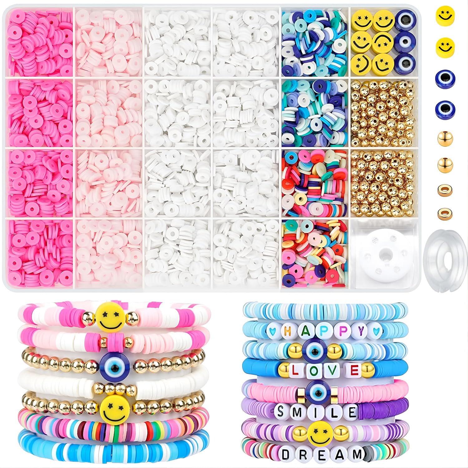 BelugsinBeads for Bracelets 3000 Pieces Set Beads for DIY Jewelry Making Beads for Necklaces for Bracelets Necklace Earrings Jewelry Making for Children Adults