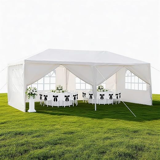 Outvita Outdoor Party Tent, Patio Canopy Tent Gazebo with Removable Sidewalls Instant Event Tent for Cater Events Wedding Birthday Pavilion Beach BBQ(10'x20')