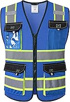 Vista 18 de JKSafety - Chalecos de seguridad reflectantes de alta visibilidad para hombres y mujeres, con bolsillos, ropa de seguridad de malla