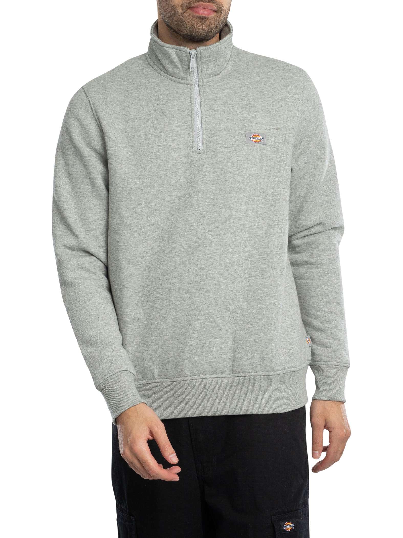 Dickies Men's Heather Grey Oakport Quarter Zip Sweatshirt, S
