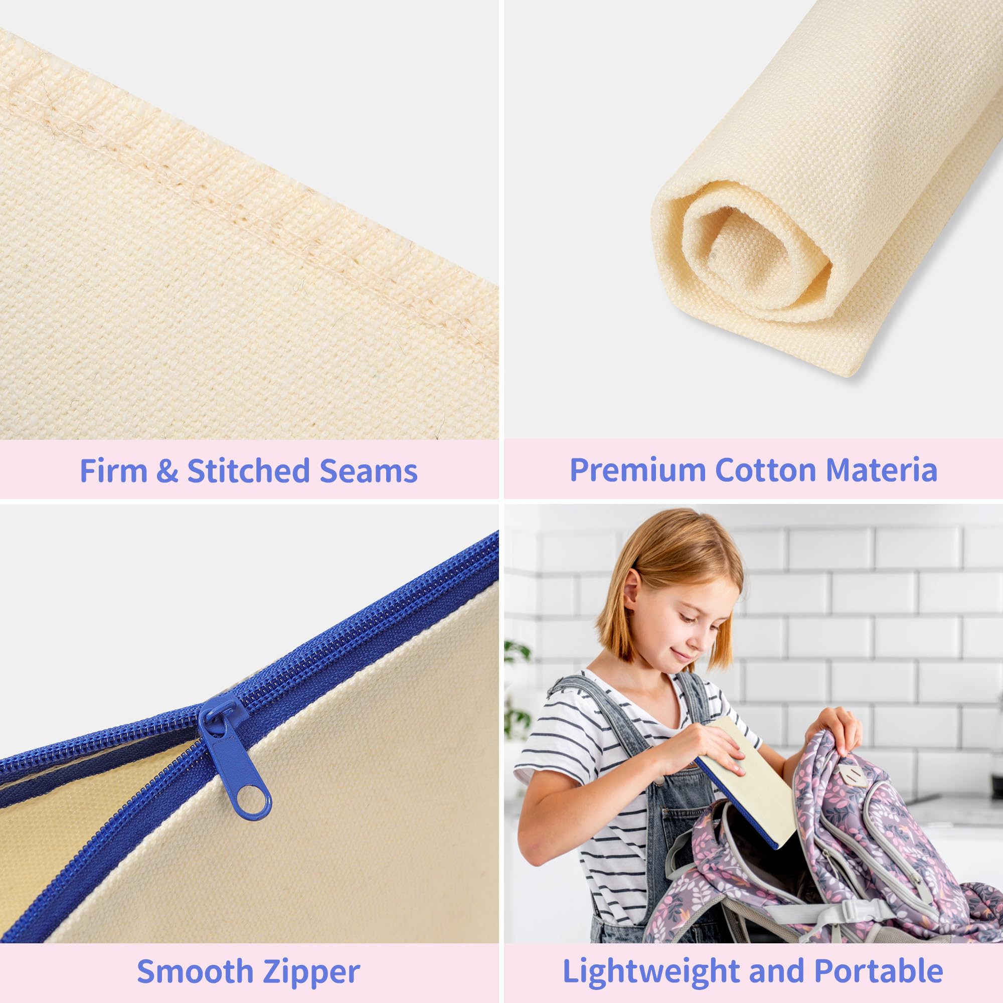 24 Unidades de lápices de Tela para Manualidades, Estuche de Lona para Pintar, 24 lápices de Colores, 20 Plantillas de Pintura DIY, Bolsa de Tela en Blanco para Bolsa de cosméticos para Pintar
