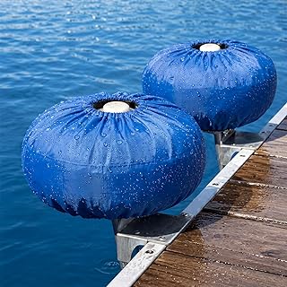 2 Pcs 12" Dock Wheel Covers Marine Oxford Fabric Waterproof UV Resistant Dustproof Abrasion Tear Proof Heavy Duty Boat Bumpers Fender Cover Docking Marina Pier Pontoon Trailer