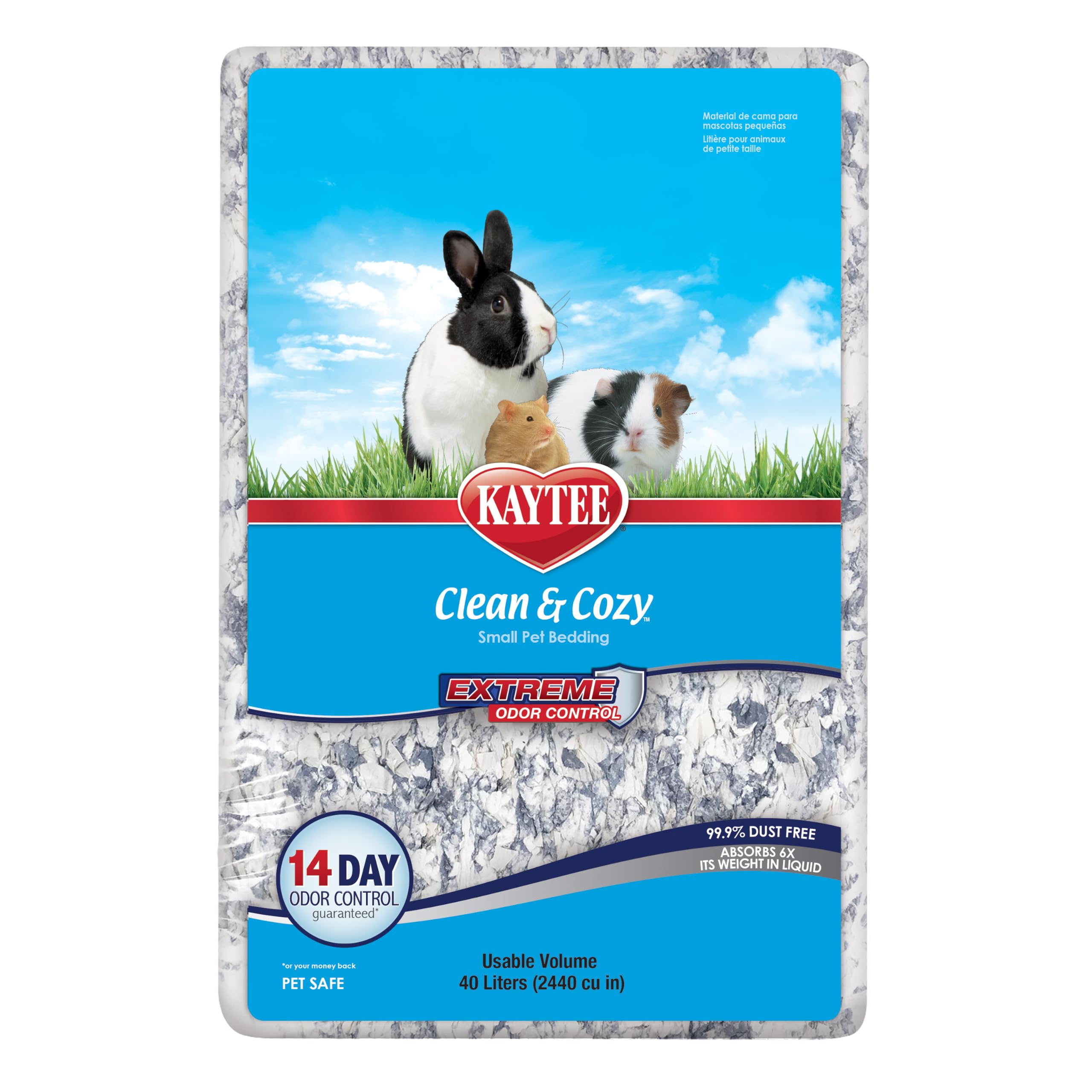Kaytee Clean & Cozy Extreme Odor Control Hamster Bedding, 40 Liters | Small animal bedding for fresh habitats. Soft paper bed