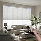 Boolegon Motorized Blinds with Remote, Light Filtering Smart Blinds, Automatic Cellular Shades for Windows, Rechargeable Electric Honeycomb Shades for Home,Light Filtering White,Custom Size