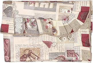 PARAMAISON Shabby Chic Style Rectangular Plastic Tablecloth with Heart Design, Stain Resistant, Waterproof, Dining Table for Kitchen Garden, 6 Seaters, 140 x 170 cm, Bordeaux