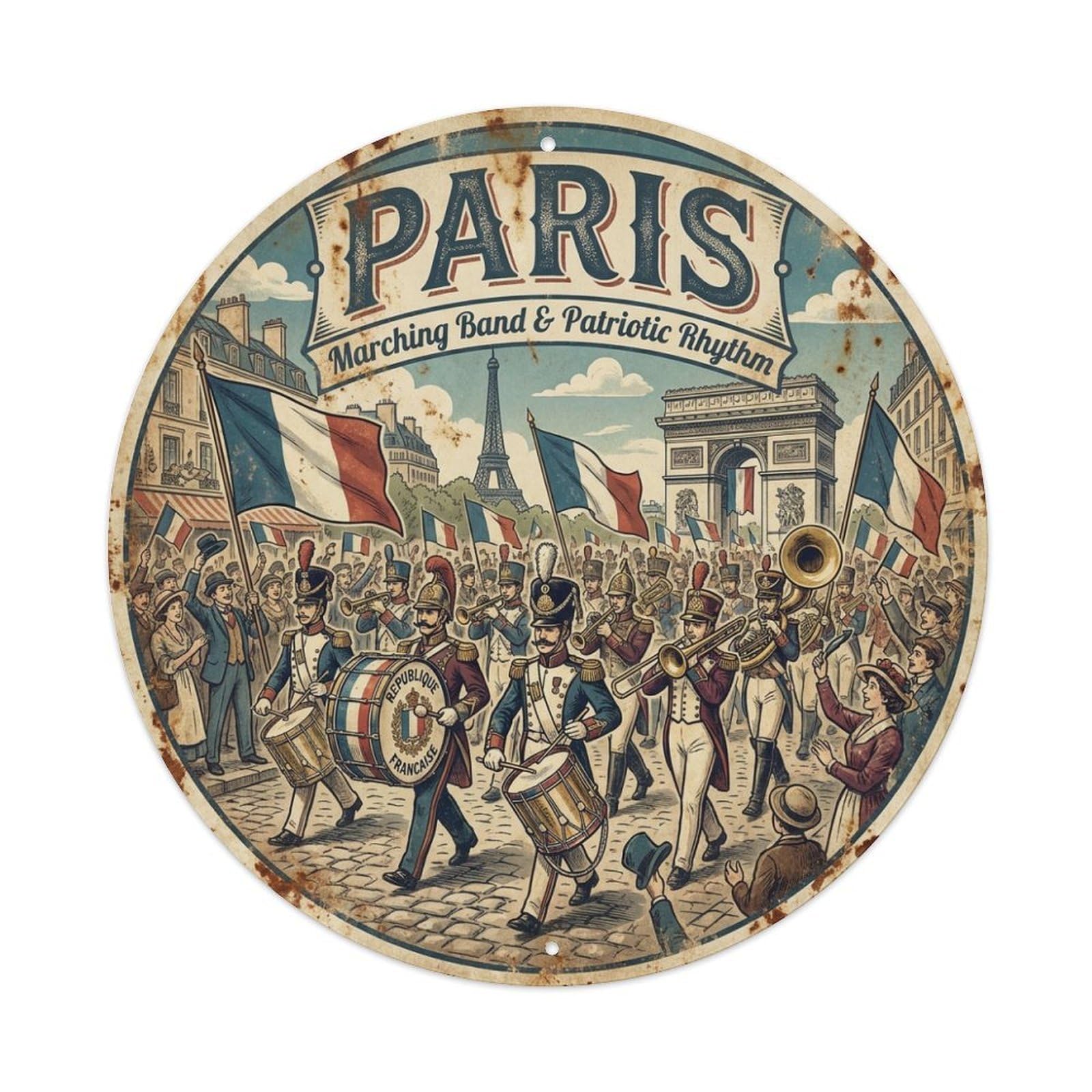 Olhnbad Style Brass Band City Parade Paris Culture Travel Metal Tin Sign