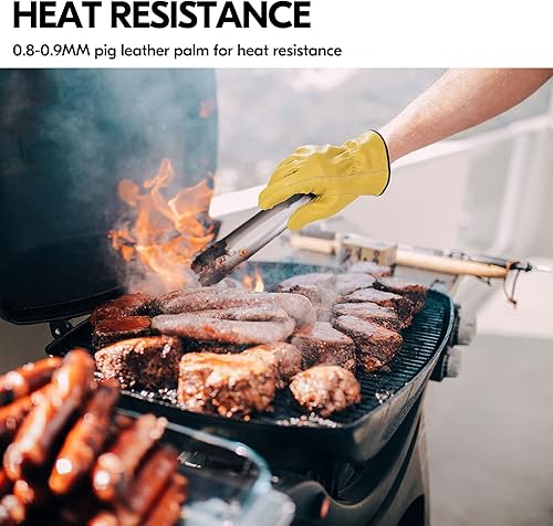 Miniatura 10 de Vgo... PA9501 - 2 pares de guantes de trabajo de piel de cerdo sin forro para hombre (talla L, dorado, PA9501)