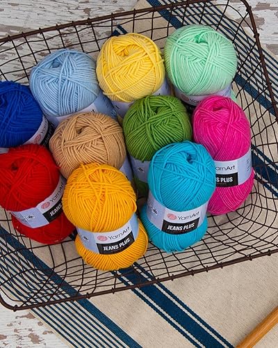 Miniatura 3 de Yarn Art Hilado Jeans Plus, 55% algodón, 45% poliacrílico, 100 g (3,5 oz), 524.9 ft (174 yardas), peso del hilo 4 peinado-aran (15)