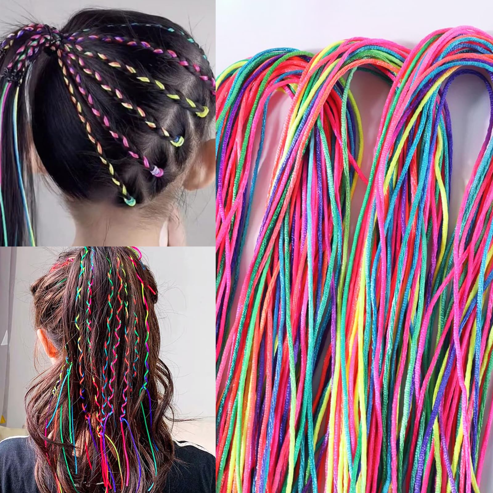 12 Pcs Luxury Colorful Hair Wrap String For Braids Assorted Rainbow Fashionable Gradient Color Women DIY Ponytail Braids Styling Accessories-image-17