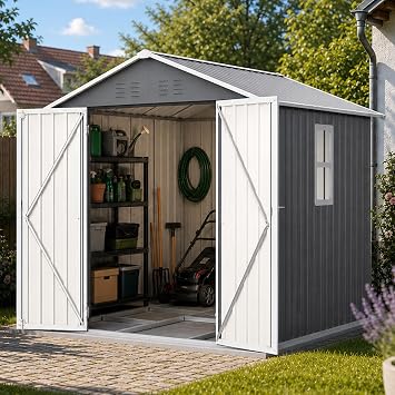 Outdoor Tool Shed Metal with Window 185 x 182 x 191 cm