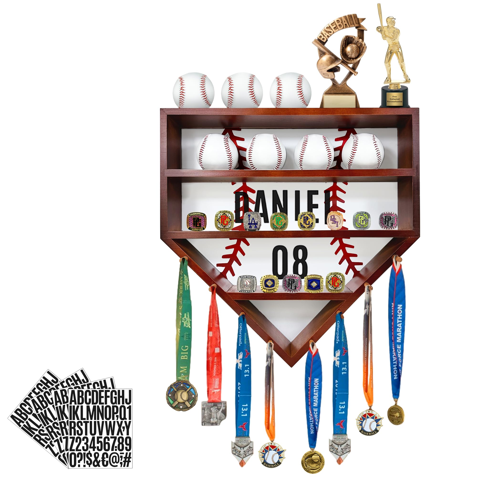 Montex Baseball Display Case Wooden Holder for Balls Medals and Rings