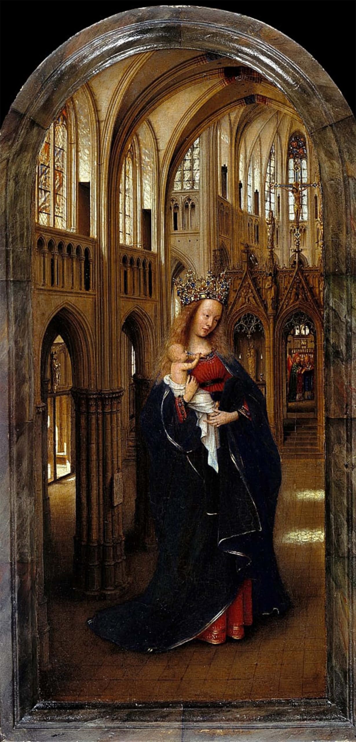 SERENDIPITP Retro Picture Poster Wall Art Pictures Painting the Lady in the Church by Jan Van Eyck Wall Art Canvas Print for Wall Decor 60x90cm